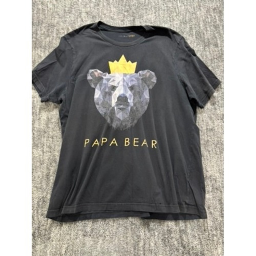 Papa Bear Graphic XXL T‎ Shirt Black Geometric Bear Dad Gift Tee